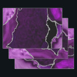 Purple and Silver Faux Glitter Agate Wrapping Paper Sheet<br><div class="desc">These elegant and glamourous wrapping paper sheets are versatile and can be used for giving gifts or art and craft projects. It is ideal for any occasion such as birthdays, weddings, bridal showers, baby showers, anniversaries or general gifts. It features purple marble agate on a distressed purple background. The faux...</div>