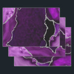 Purple and Silver Faux Glitter Agate Wrapping Paper Sheet<br><div class="desc">These elegant and glamourous wrapping paper sheets are versatile and can be used for giving gifts or art and craft projects. It is ideal for any occasion such as birthdays, weddings, bridal showers, baby showers, anniversaries or general gifts. It features purple marble agate on a distressed purple background. The faux...</div>