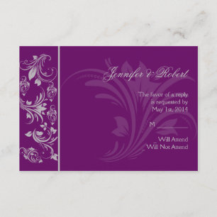 Purple and Silver Floral Scroll Response Card