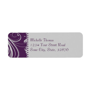 Purple and Silver Floral Swirls Wedding Address