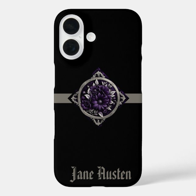 Purple and Silver Flowers in Gothic Frame Case-Mate iPhone Case (Back)