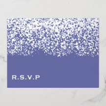 Purple and Silver Foil Wedding RSVP Card