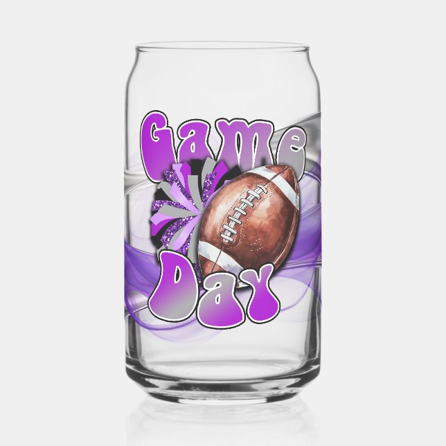 Purple and Silver Game day Can Glass (Left)