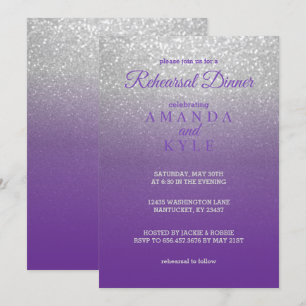 Purple and Silver Glitter - Rehearsal Dinner Invitation