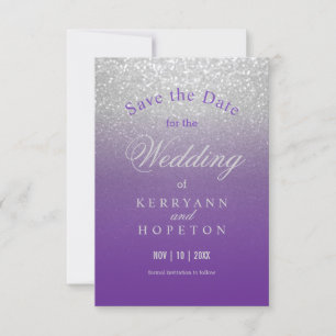 Purple and Silver Glitter - Save The Date