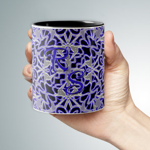 Purple and Silver Lace Pattern Two-Tone Coffee Mug