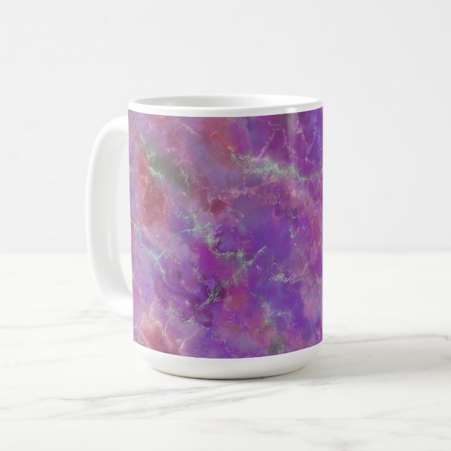 Purple and Silver Marble Pattern  Coffee Mug (Front Left)