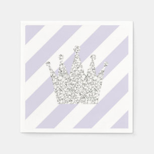 Purple and Silver Princess Crown Napkins