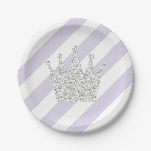 Purple and Silver Princess Crown Party Plates