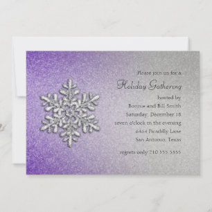 Purple and Silver Snowflake Holiday Party Invitation