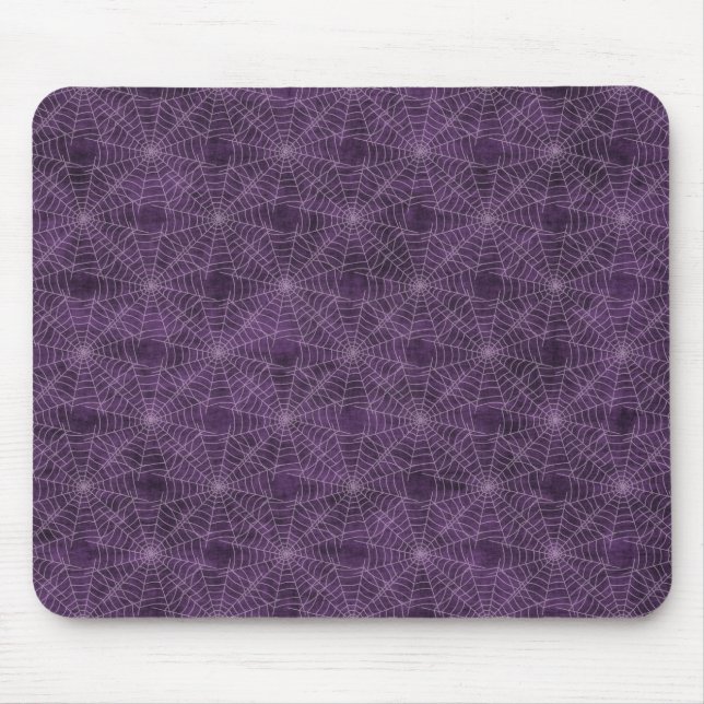 Purple and Silver Spiderweb Gothic Pattern Mouse Mat (Front)