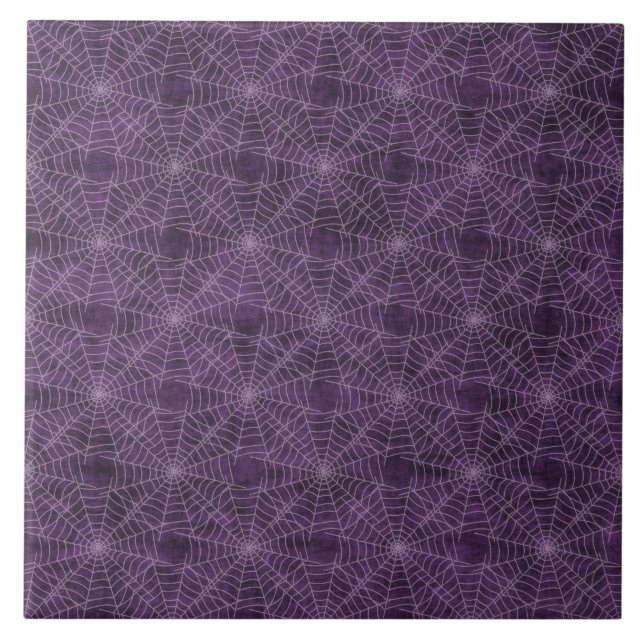 Purple and Silver Spiderweb Gothic Pattern Tile (Front)