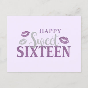 Purple and Silver Sweet Sixteen Birthday Card