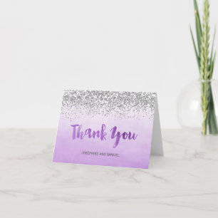 Purple and Silver Thank You Card
