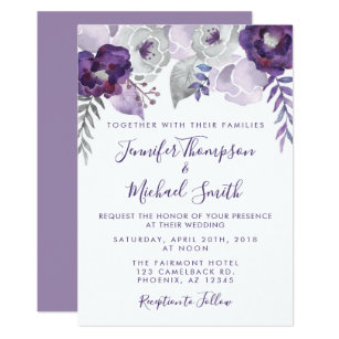 purple wedding invitations zazzle co uk