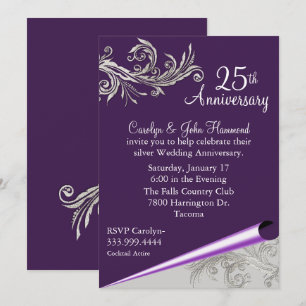 Purple and Silver Wedding Anniversary Invitation