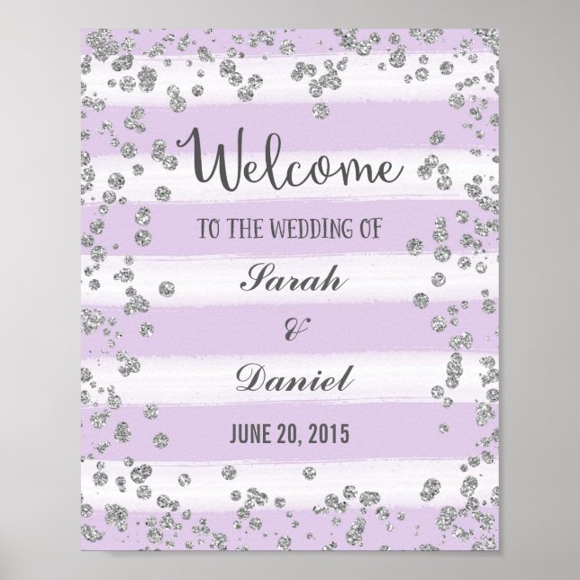 Purple and Silver Welcome Poster Print (Front)