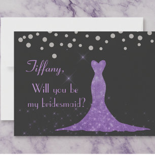 Purple and Silver Will you be my bridesmaid? Invitation