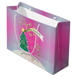 Purple and SnowyBronze"Merry Christmas"   Large Gift Bag
