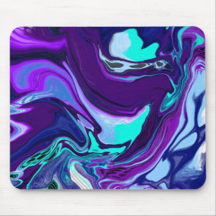 Purple and Teal Abstract Digital Fluid Art Mouse Mat