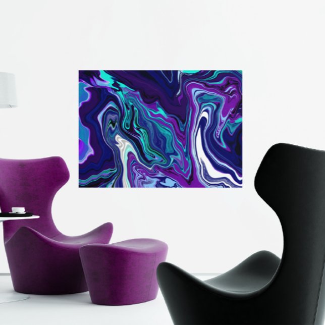 Purple and Teal Abstract Digital Pour Painting Canvas Print (Creator Uploaded)