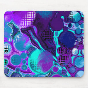 Purple and Teal Abstract Digital Pour Painting   Mouse Mat
