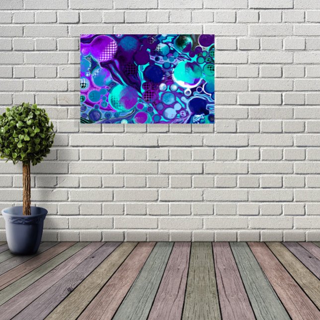 Purple and Teal Abstract Digital Pour Painting Poster (Creator Uploaded)