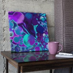 Purple and Teal Abstract Digital Pour Painting   Poster