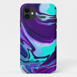 Purple and Teal Abstract Fluid Art iPhone 11 Case