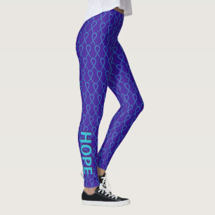 Purple and Teal Awareness Ribbon Custom Leggings