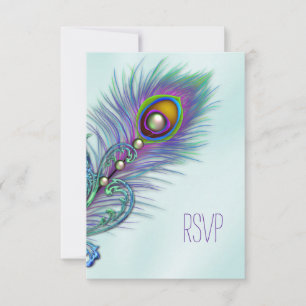 Purple and Teal Blue Peacock RSVP