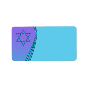 Purple and Teal Blue Star of David Address Labels