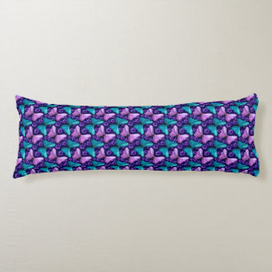 Purple and Teal Butterfly Pattern   Floral Seamles Body Cushion