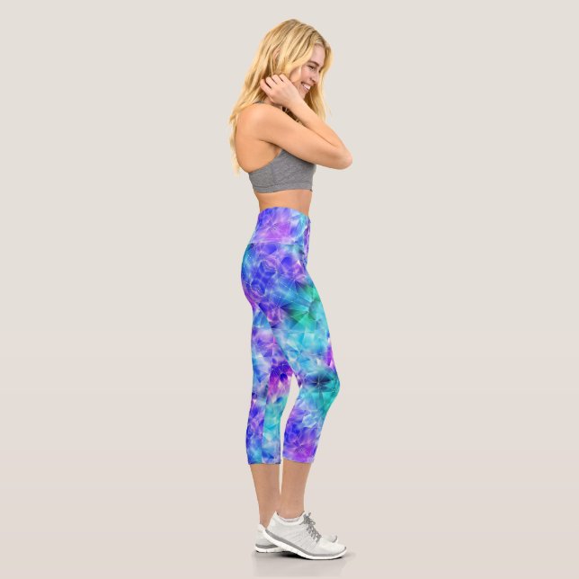 Purple and Teal Crystal - Pretty Capris Leggings (Right)
