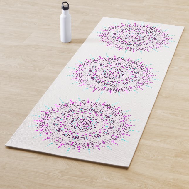 Purple and Teal Dot Mandala Yoga Mat (In Situ)
