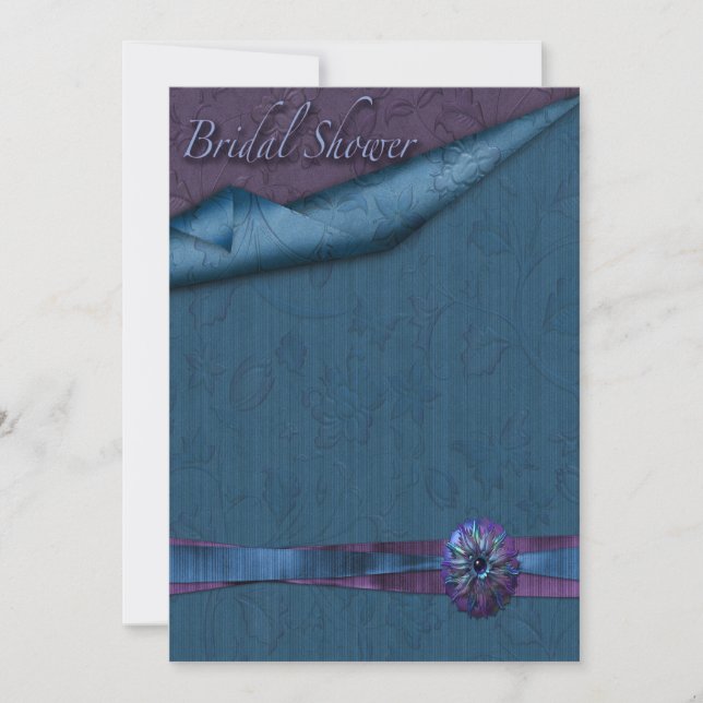 Purple And Teal Floral Bridal Shower Invitations (Front)