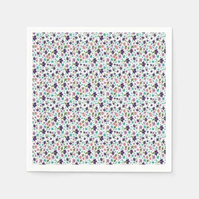 Purple and Teal Floral Napkin (Front)