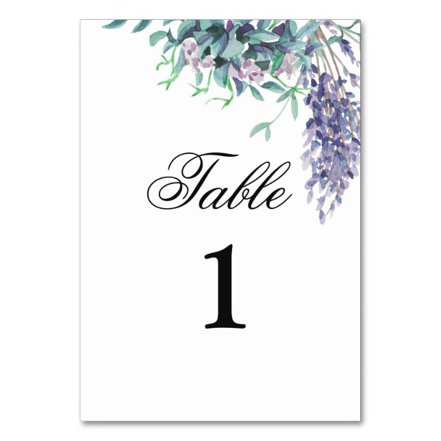 Purple and teal floral table number Wedding garden (Front)