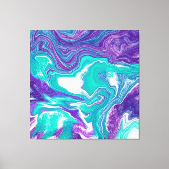 Purple and Teal Fluid Art Marble like  Canvas Print (Front)