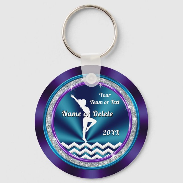 Purple and Teal Gymnastic Gift Ideas for Girls Key Ring (Front)