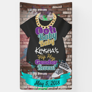 Purple and Teal-Hip Hop Gender Reveal Banner