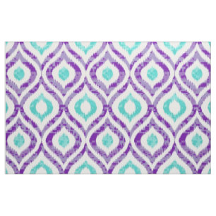 Purple and teal ikat pattern fabric