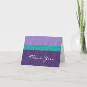 Purple and Teal Lace  Wedding Thank You V2 Card