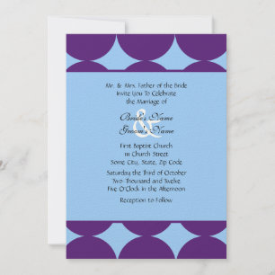 Purple and Teal Modern Polka Dots Wedding Invitation