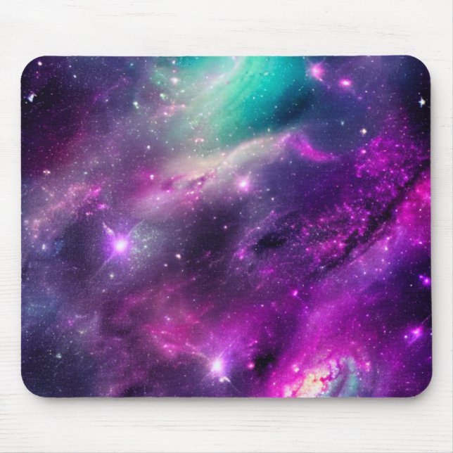 Purple and Teal Nebula Mousepad (Front)