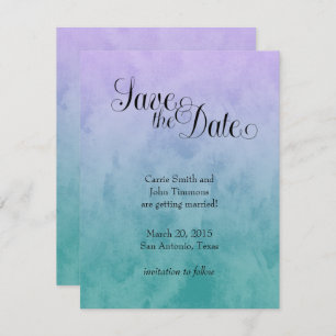 Purple and Teal Ombre Save the Date Invitation