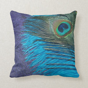 Purple and Teal Peacock Cushion