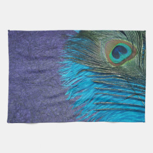 Purple and Teal Peacock Tea Towel