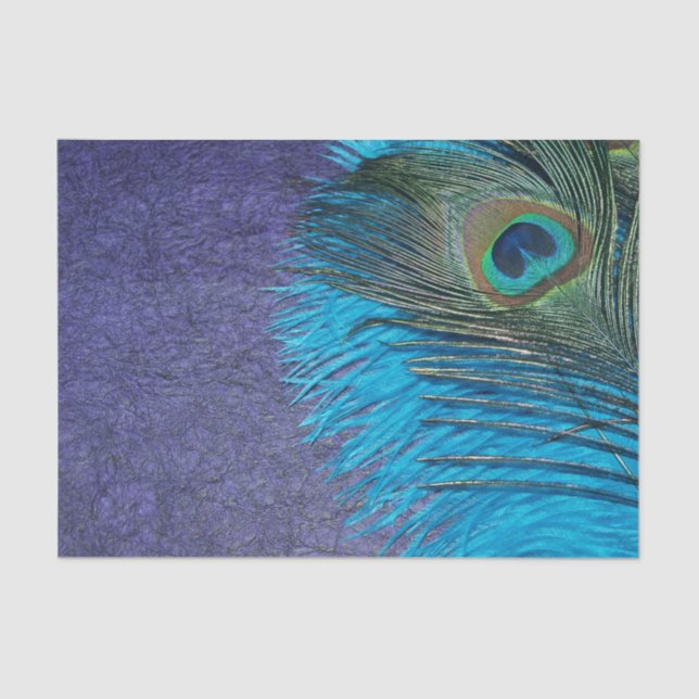 Purple and Teal Peacock Tissue Paper (Front)