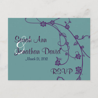 Purple and Teal RSVP Wedding Postcard
